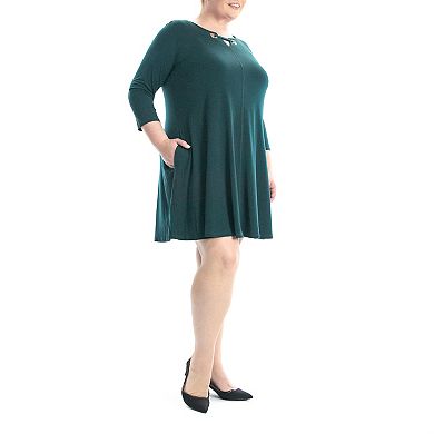 Plus Size Nina Leonard Grommet Notchneck Dress