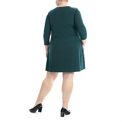 Plus Size Nina Leonard Grommet Notchneck Dress