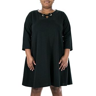 Plus Size Nina Leonard Grommet Notchneck Dress