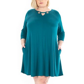 Plus Size Nina Leonard Grommet Notchneck Dress