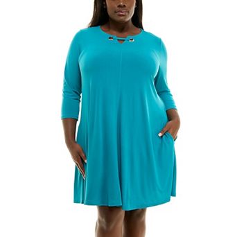 Plus Size Nina Leonard Grommet Notchneck Dress