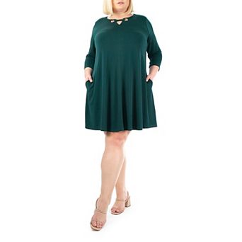 Plus Size Nina Leonard Grommet Notchneck Dress