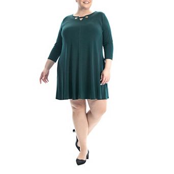 Plus Size Nina Leonard Grommet Notchneck Dress