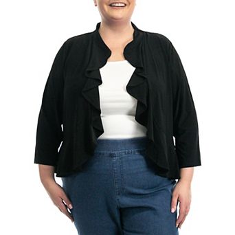 Plus Size Nina Leonard Simulated Pearl Back Bolero Cardigan
