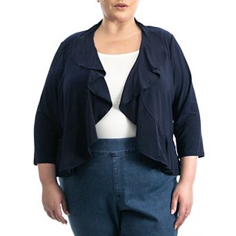 Plus Size Nina Leonard Simulated Pearl Back Bolero Cardigan