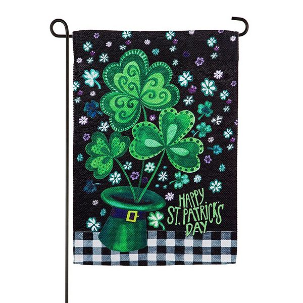 Plaid Shamrocks Garden Flag