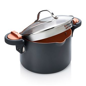 Gotham Steel 5-qt Nonstick Ti-Ceramic Pasta Pot with Built-In Strainer and Twist 'N Lock Handles