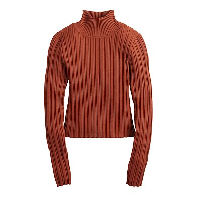 Juniors' Pink Republic Ribbed Turtleneck Sweater