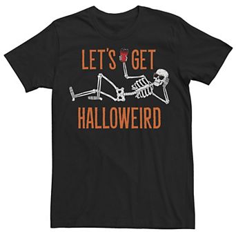 Mens Let's Get Halloweird Skeleton Halloween Tee