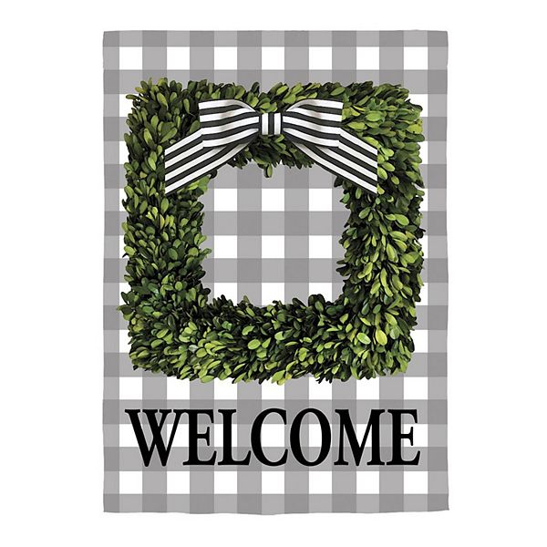 Boxwood Plaid Garden Flag