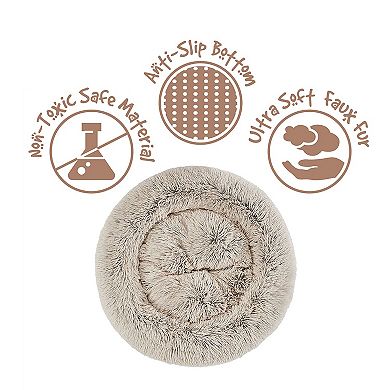 Madison Park Coco Faux Fur Self Warming Indoor Round Pet Donut Cuddler