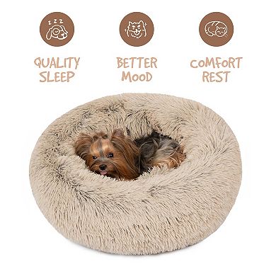 Madison Park Coco Faux Fur Self Warming Indoor Round Pet Donut Cuddler