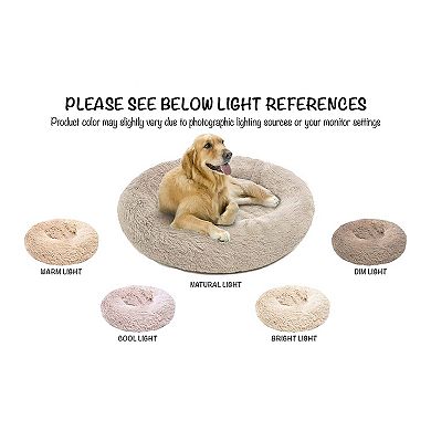 Madison Park Coco Faux Fur Self Warming Indoor Round Pet Donut Cuddler