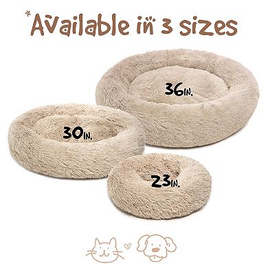 Madison Park Coco Faux Fur Self Warming Indoor Round Pet Donut Cuddler