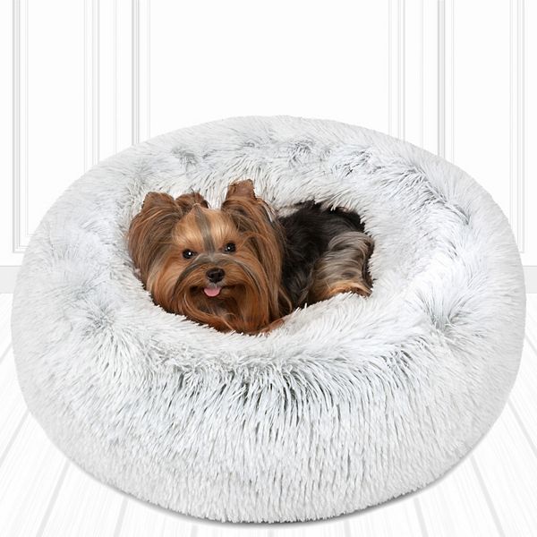 Madison Park Coco Faux Fur Self Warming Indoor Round Pet Donut Cuddler - Ivory (LARGE)