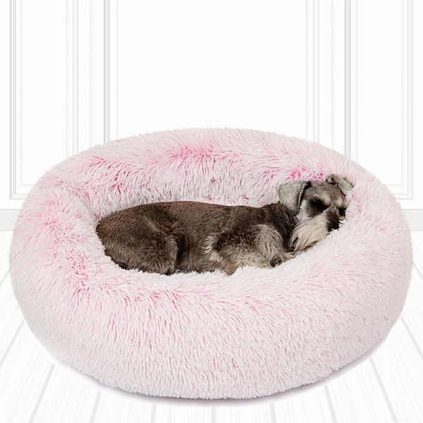 Madison Park Coco Faux Fur Self Warming Indoor Round Pet Donut Cuddler - Pink (SMALL)