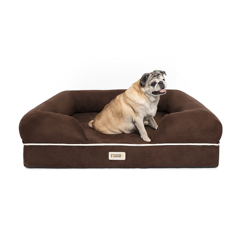 Friends Forever Hastings Pet Couch with Solid Memory Foam, Brown, Large
