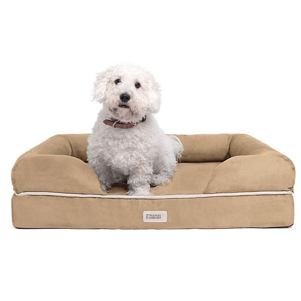 Friends Forever Hastings Pet Couch with Solid Memory Foam - Khaki (MEDIUM)