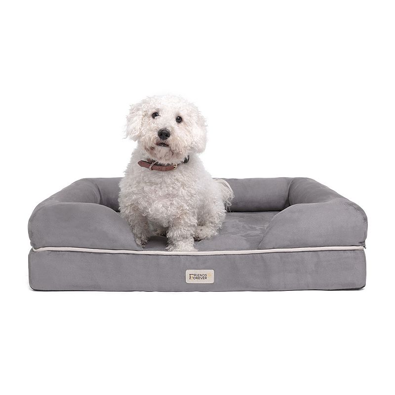 Friends Forever Hastings Pet Couch with Solid Memory Foam, Grey, Medium
