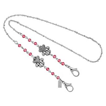 1928 Silver Tone Dog Paw Beaded Mask Holder