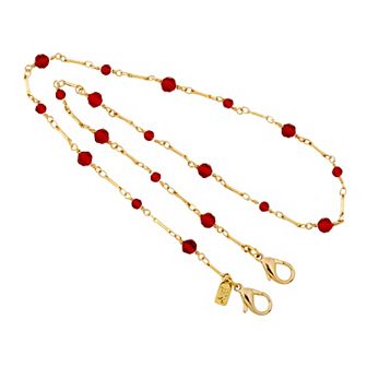 1928 Gold Tone Red Bead Mask Holder