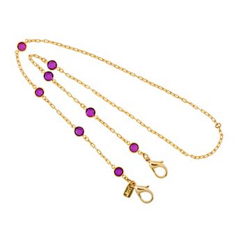 1928 Gold Tone Purple Crystal Mask Holder