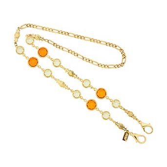 1928 Gold Tone Orange Crystal Mask Holder