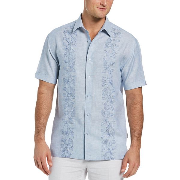 Royal family Polar Vegetation Men's Cubavera Tropical Panel Button-Down Shirt