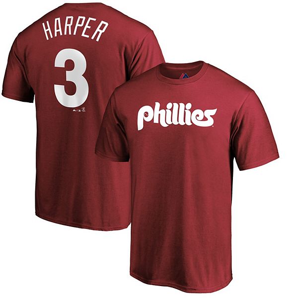 Bryce Harper Philadelphia Phillies Majestic Cooperstown Wordmark Name &  Number T-Shirt - Maroon