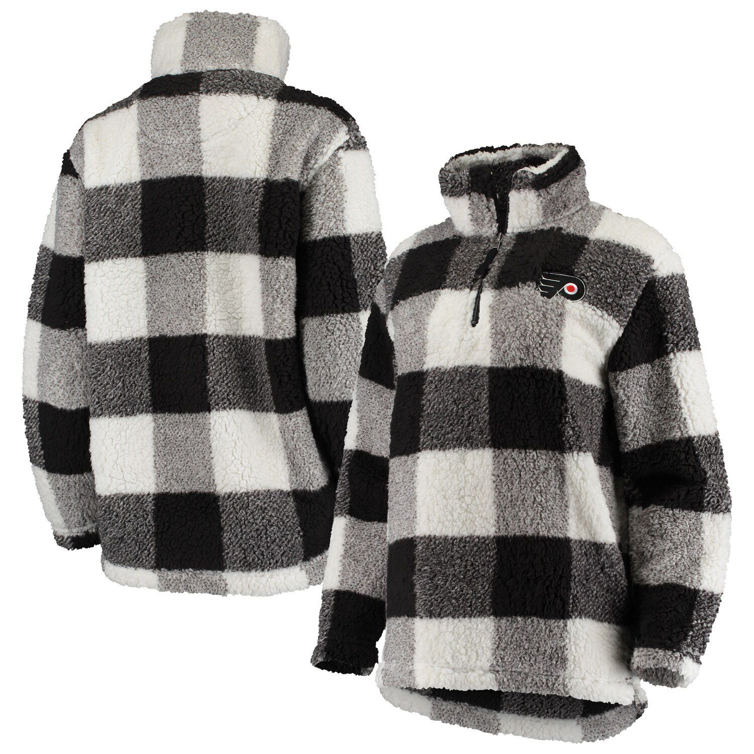 black and white checkered sherpa jacket