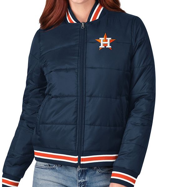 Women's G-III 4Her by Carl Banks Navy Houston Astros Field Goal Bomber  Full-Zip Jacket