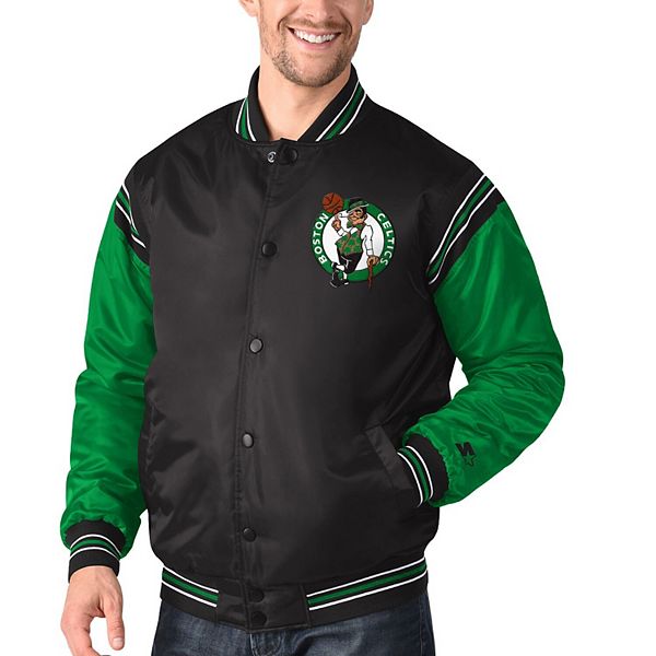 Men's Starter Black/Kelly Green Boston Celtics NBA 75th Anniversary  Full-Snap Varsity Hoodie Jacket