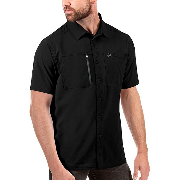 Men's Las Vegas Raiders Black Repeat Logo Button-Up Shirt