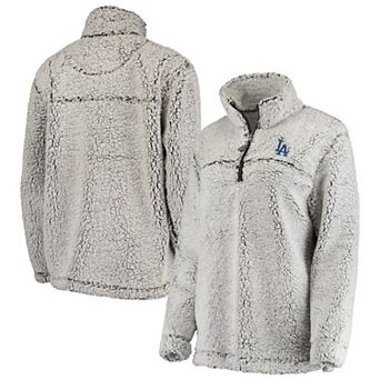 Women's G-III 4Her by Carl Banks Gray Los Angeles Dodgers Sherpa Quarter-Zip Pullover Jacket