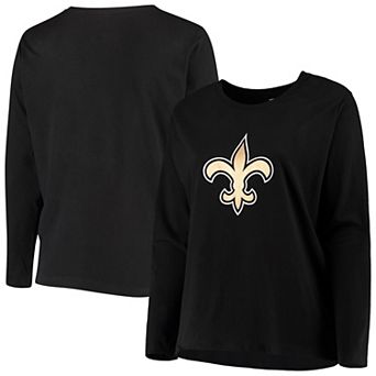 Women's Fanatics Black New Orleans Saints Plus Size Primary Logo Long Sleeve T-Shirt