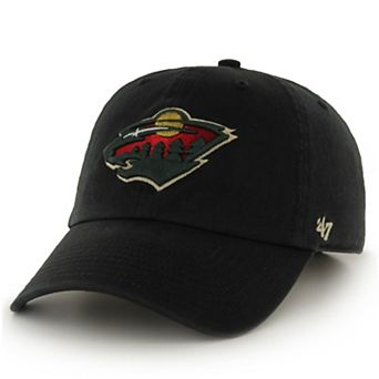 Men's '47 Black Minnesota Wild Team Clean Up Adjustable Hat