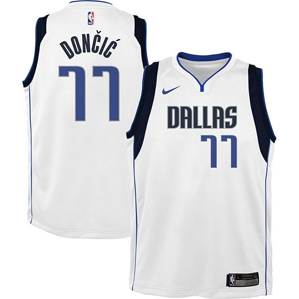 Nike Youth Dallas Mavericks Luka Doncic #77 White Swingman Jersey