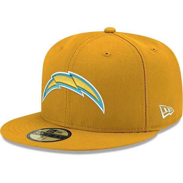 Los Angeles Chargers New Era NFL 59FIFTY 5950 Fitted Cap Hat Gray Crown Navy Visor Team Color Logo Yellow UV S/M