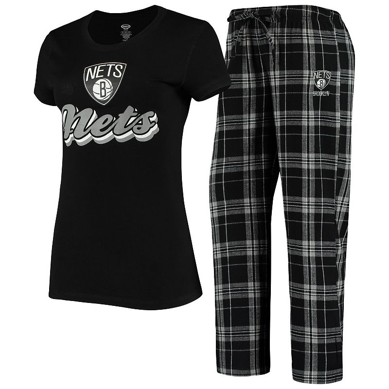 Womens Concepts Sport Black/Gray Brooklyn Nets Ethos T-Shirt & Pants Sleep