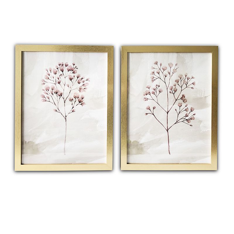 Gallery 57 Blush Branches Framed 2-piece Set Wall Art, Pink