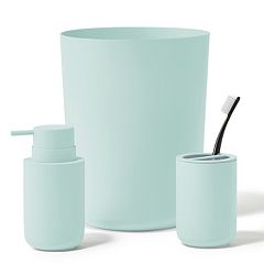 Idesign Cade 4-Piece Bathroom Accessory Set, Soft Aqua