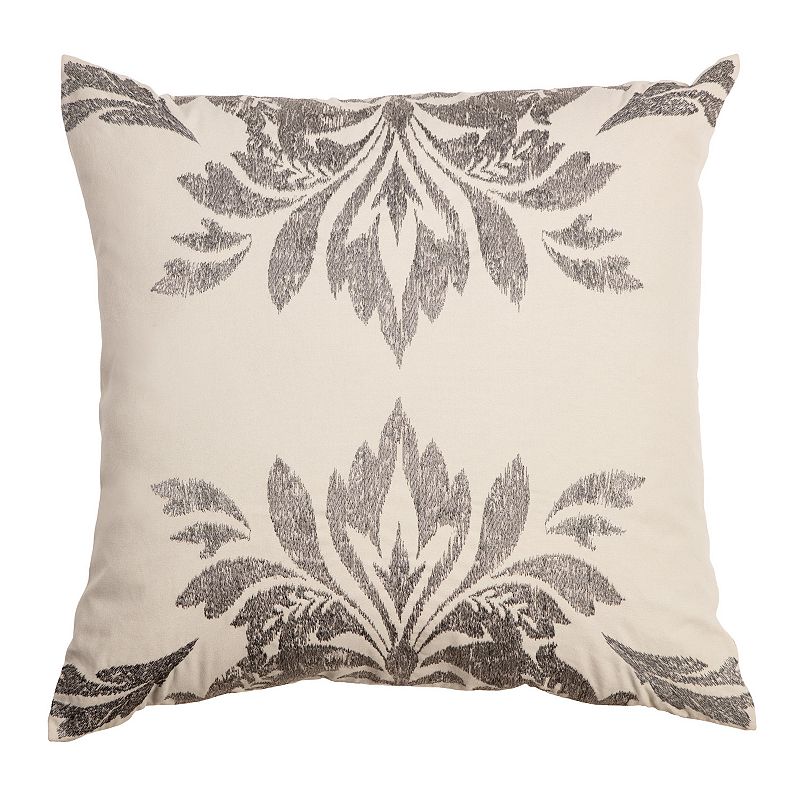 Arden Selections Bold Blush Embroidered Damask Throw Pillow, White, 20X20