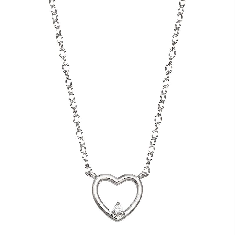 PRIMROSE Sterling Silver Open Heart with Cubic Zirconia Pendant Necklace, 