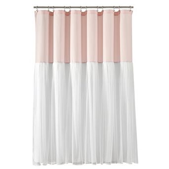 Lush Decor Tulle Skirt Colorblock Shower Curtain