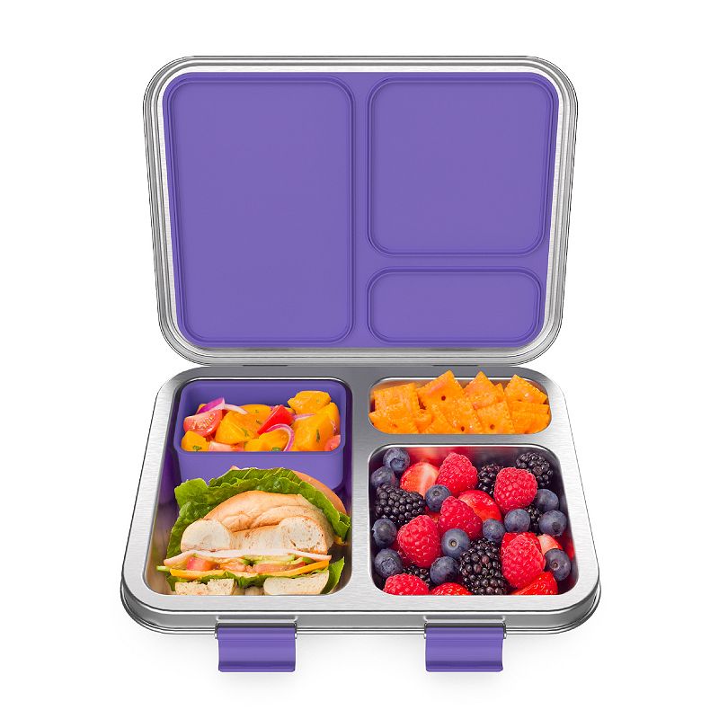 Bento Lunch Box Stackable Strap Dividers Utensils Pink Purple Meal Prep  Bentgo