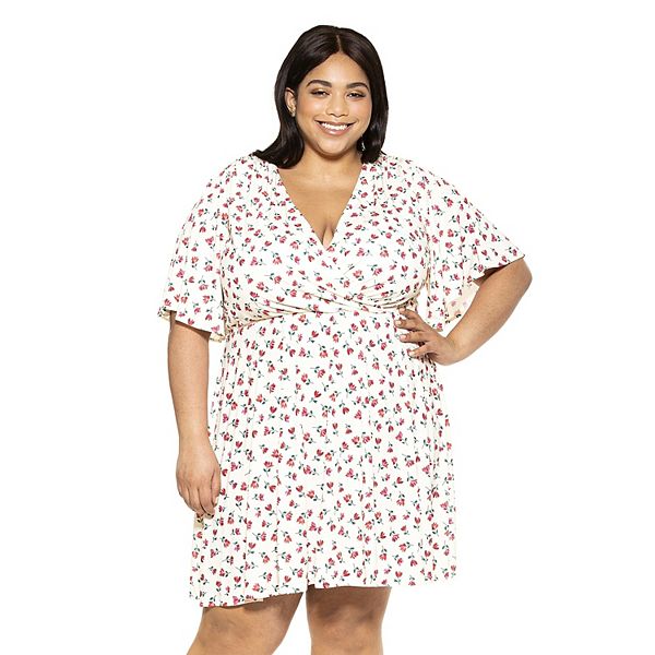 Plus Size ALEXIA ADMOR Oakless Flutter-Sleeve Fit & Flare Dress