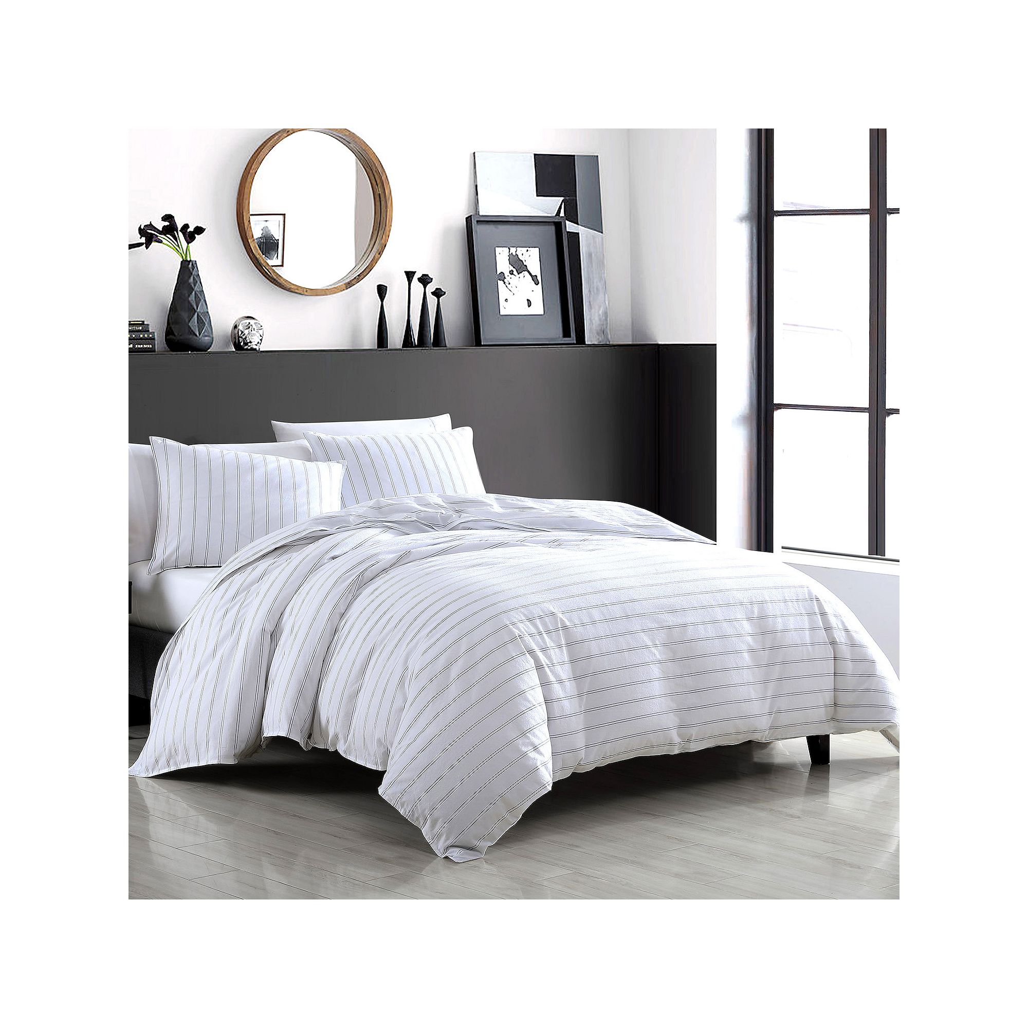 Riverbrook Home Vinton 3-Piece Comforter Set, White Black