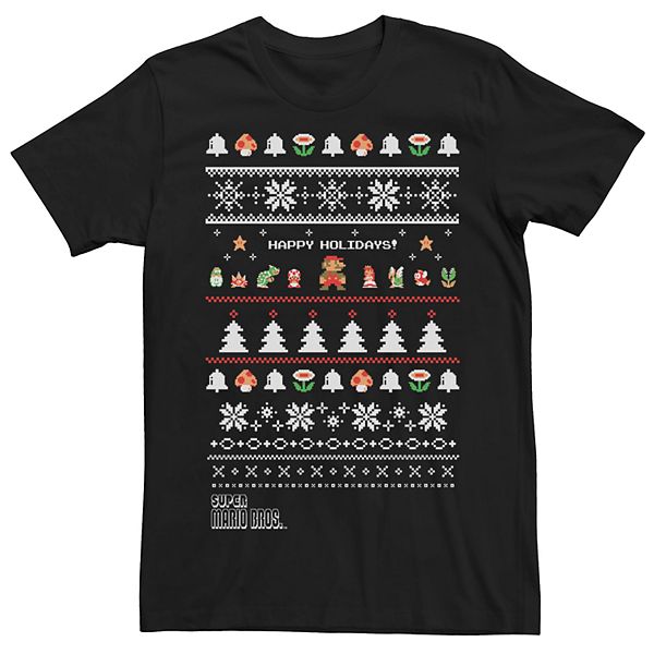 Men's Nintendo Super Mario Characters Group Ugly Christmas Tee