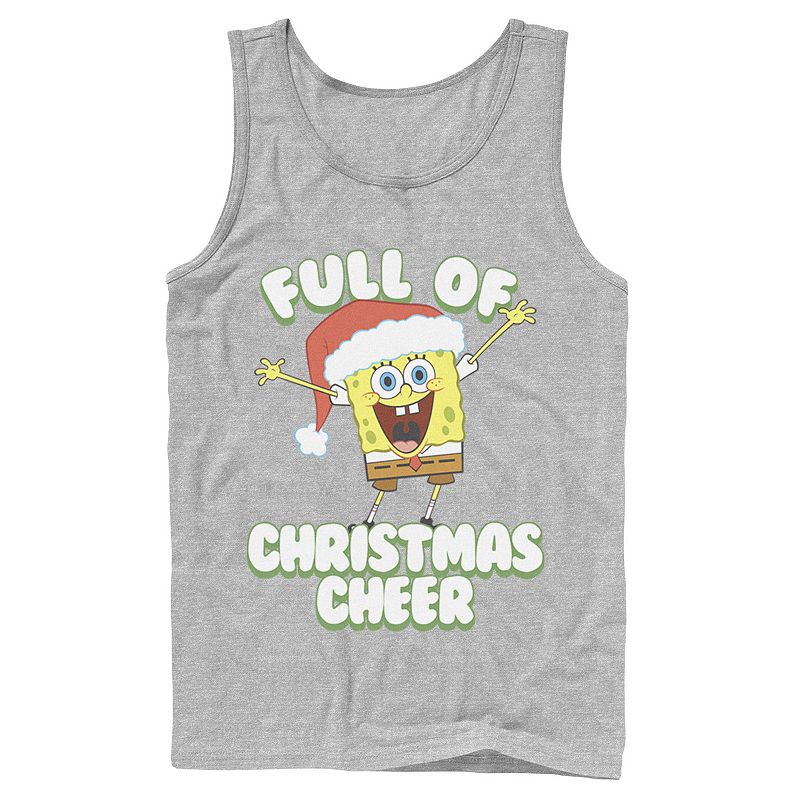 Men's SpongeBob SquarePants Full of Cheer Tank Top Top, Size: XXL, Athletic Grey