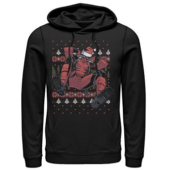 Men's Marvel Deadpool Santa Hat Ugly Holiday Hoodie